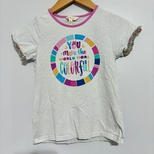 Matilda Jane Dream Chasers Colorful World White Short Sleeve Tee with Accents